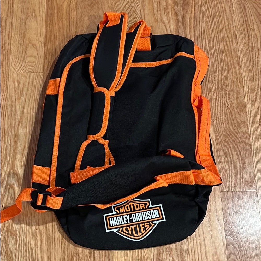 Harley-Davidson Black and Orange Durable Backpack
